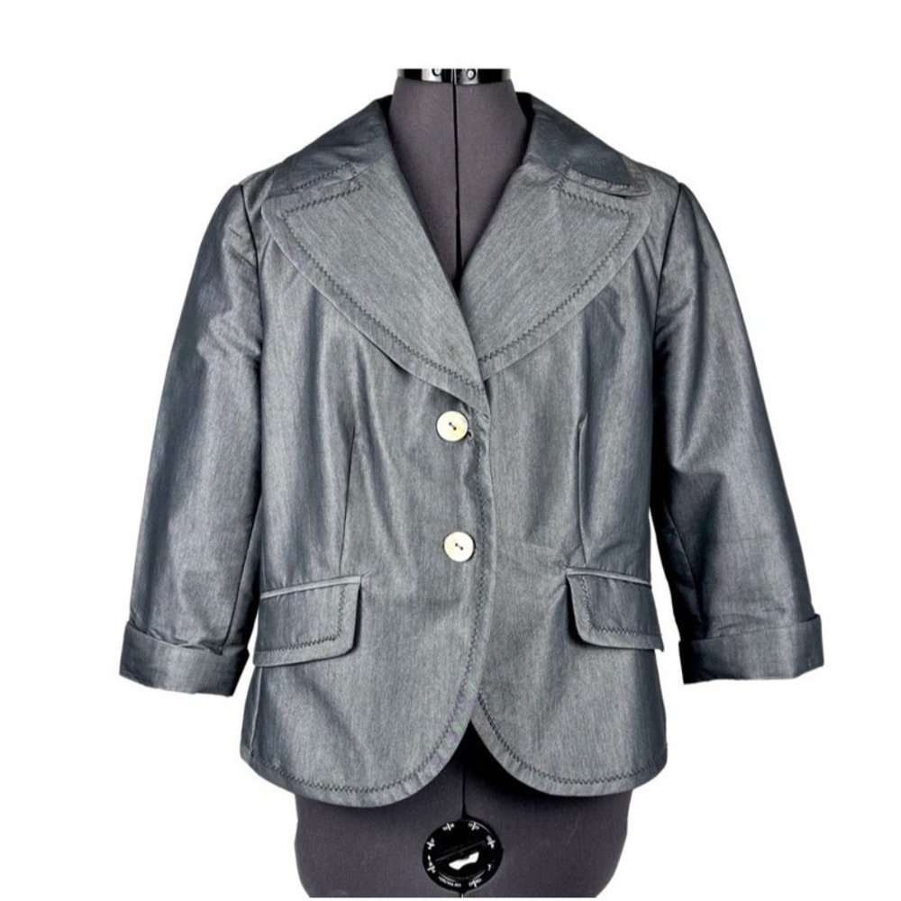 Nygard Collection Gray Cropped 3/4-Sleeve Blazer Jacket Career Sz. 12
